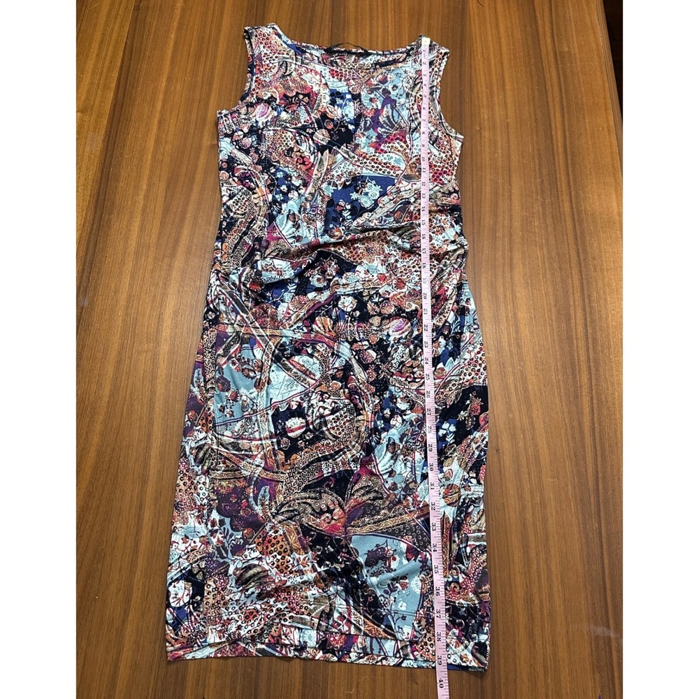 Peruvian Connection Artsy Sheath Dress Sleeveless Ruched Multicolor Small - Picture 7 of 9